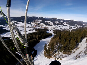 fliegen, Blick Skigebiet Grebenzen, Winter